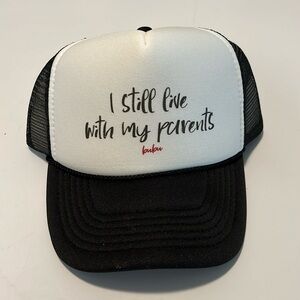 NWT BUBU girls baseball hat - adjustable - black w “still live w parents”